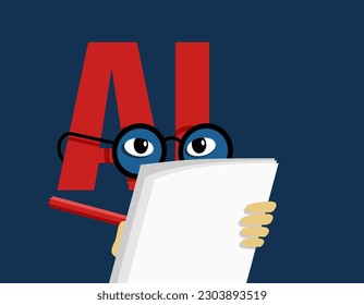 Cartoon AI chatbot writing some text for user response. Future of writers is quite dangerous