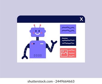 Cartoon Ai robot assistant illustration. AI Robot virtual assistant.