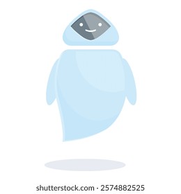Cartoon ai robot chatbot is floating and smiling