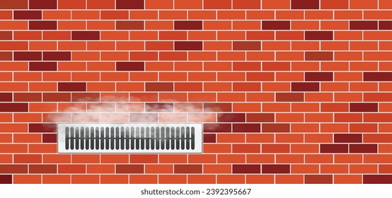 Cartoon air grid. Grille line pattern. interior air vent. Smoke, rectangular and circular ventilation grilles. Grilles system. Home, office, house or room ceiling ventilation shaft. Fan on wave. 