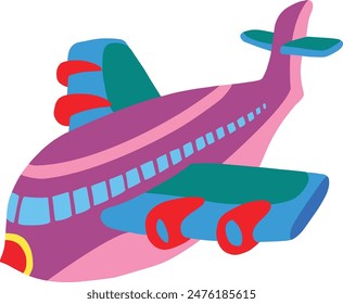 Cartoon Air Plane with color. Illustration For Children.