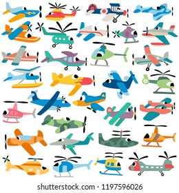 Cartoon aircrafts vector set