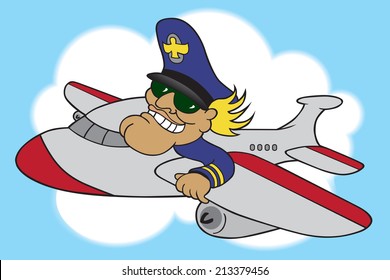 Cartoon Airline Pilot