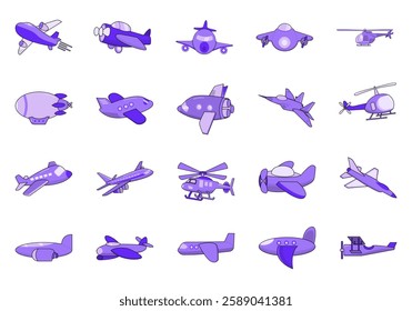 Cartoon Airplane Icon Element Set