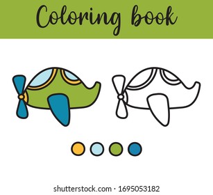 Cartoon Airplane. Illustration for coloring book. Coloring page. Workshet for kids.