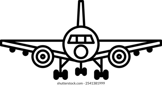 A cartoon airplane with its landing gear down