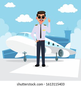 Cartoon airplane pilot vector illustration