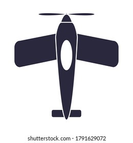 cartoon airplane toy object for small children to play, silhouette style icon vector illustration