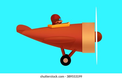 cartoon airplane, vector illustration
