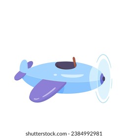 Cartoon airplane vector illustration. Air flight travel. Cute blue kids plane isolated on white background. Colorful baby toy. Funny adventure, fly, trip, vacation, holidays time.