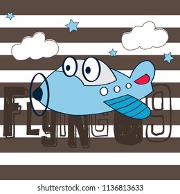 cartoon airplane vector illustration, T-shirt graphics design for boys