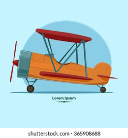 cartoon airplane, for your design, color vector illustration