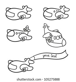 Cartoon airplanes. Funny vector