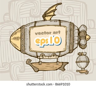 cartoon airship. advertising on board