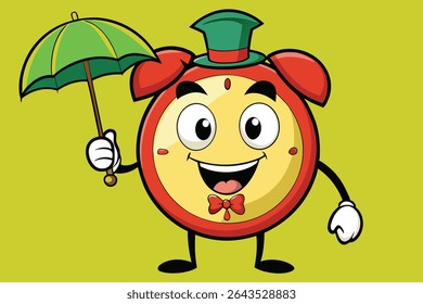 Ilustración vectorial de personajes de despertador de dibujos animados. Un alegre conjunto vintage