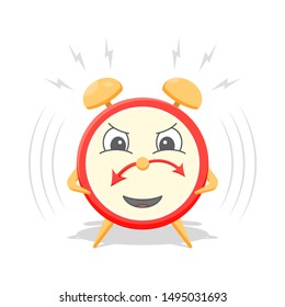Cartoon alarm clock icon in action. Vector illustration on a white background.