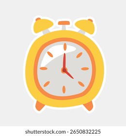 Ícone Despertador de Desenho Animado, representa tempo, alarmes, prazos, chamadas de despertar, programações ou lembretes, perfeito para designs digitais, aplicativos ou materiais educacionais