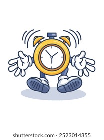 Cartoon alarm clock ringing loudly