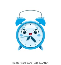 Cartoon alarm clock, school character or education mascot, vector happy funny smile. Back to school or kids student study, cute cartoon alarm clock with face, school comic stationery for education