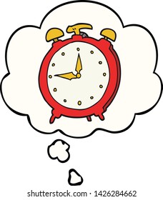 reloj despertador de dibujos animados con burbuja de pensamientos