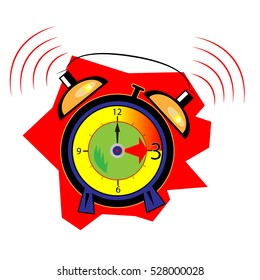 Cartoon alarm clock. Time is running out. Deadline.