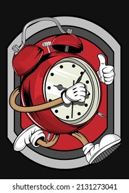 cartoon alarm clock t  shirt design illustration