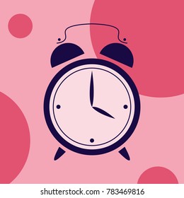 Cartoon alarm clock. Vector icon on background.