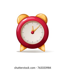 cartoon alarm red clock. Shadow and reflect. Vector eps10