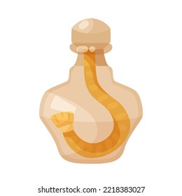 Cartoon alcohol burner. Using glass flasks for conducting chemical analysis or experiment and making potion. Lab equipment, laboratory, chemistry concept