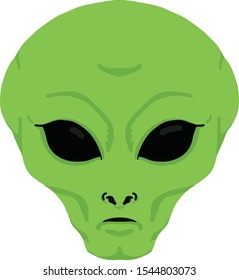 cartoon alien face or head flat and simple design vector isolated