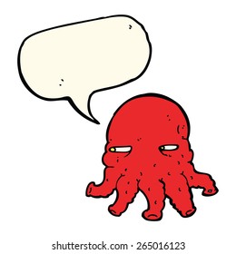 cartoon alien face with speech bubble