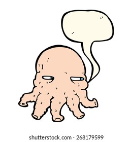 cartoon alien face with speech bubble