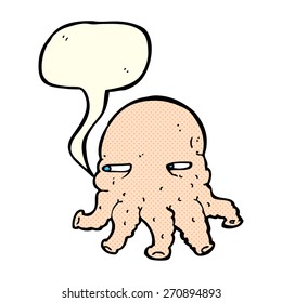 cartoon alien face with speech bubble