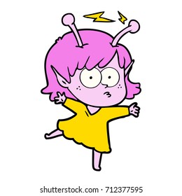 caricatura de una chica alienígena