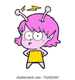caricatura de una chica alienígena