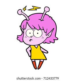 caricatura de una chica alienígena