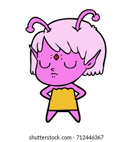 caricatura de una chica alienígena