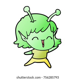cartoon alien girl laughing