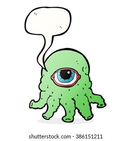 cartoon alien head with speech bubble