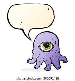 cartoon alien head with speech bubble