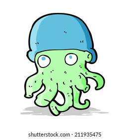 cartoon alien head wearing hat