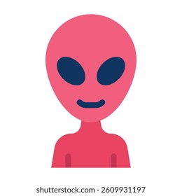 A cartoon alien with large eyes and a friendly smile, ideal for sci-fi themed projects.
