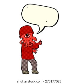 caricatura de un hombre extranjero con burbuja de habla