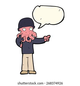 cartoon alien monster man with speech bubble