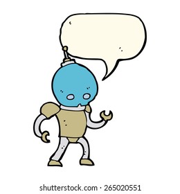 cartoon alien robot with speech bubble