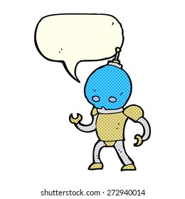 cartoon alien robot with speech bubble