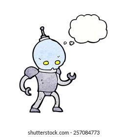 cartoon alien robot with thought bubble
