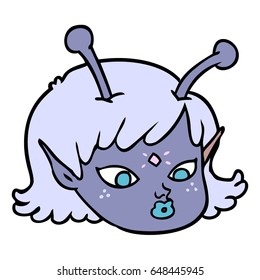 cartoon alien space girl face