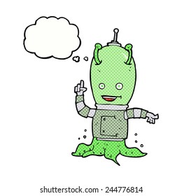 dibujante alienígena con burbuja de pensamiento