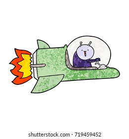 Cartoon-Alien im Raumschiff